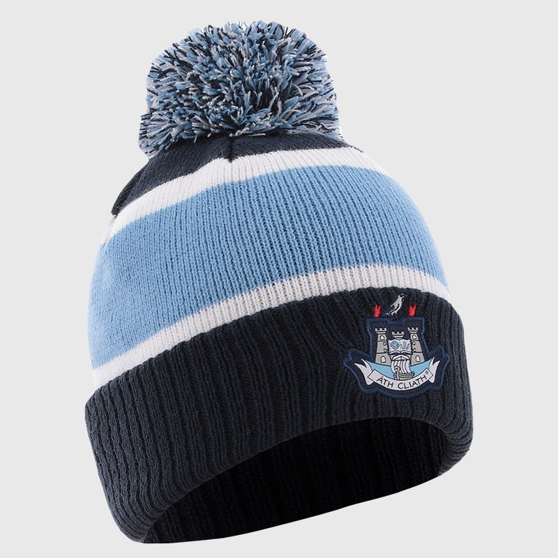 Navy Dublin GAA Kids Dynamo Knitted Bobble Hat by O’Neills.