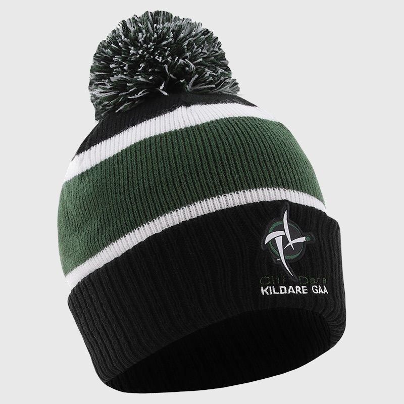 Black Kildare GAA Kids Dynamo Knitted Bobble Hat by O’Neills.