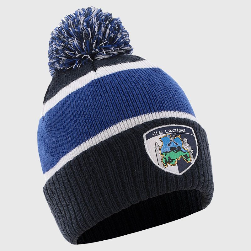 Navy Laois GAA Adults Dynamo Knitted Bobble Hat by O’Neills.