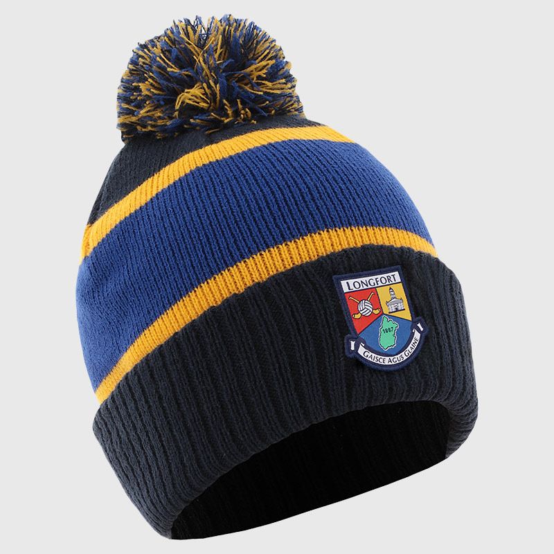 Navy Longford GAA Kids Dynamo Knitted Bobble Hat by O’Neills.