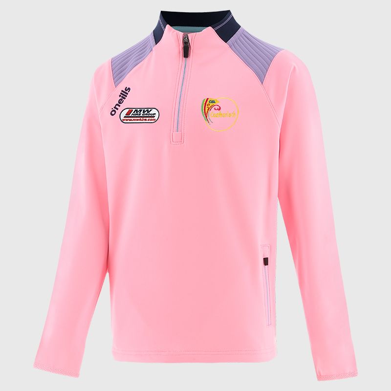 Pink Carlow GAA Kids' Dynamo Brushed Half Zip by O’Neills.