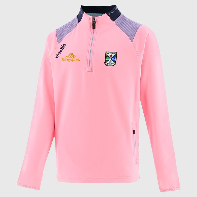 Pink Cavan GAA Kids' Dynamo Brushed Half Zip by O’Neills.