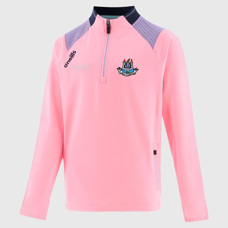 Pink Dublin GAA Kids' Dynamo Brushed Half Zip by O’Neills.