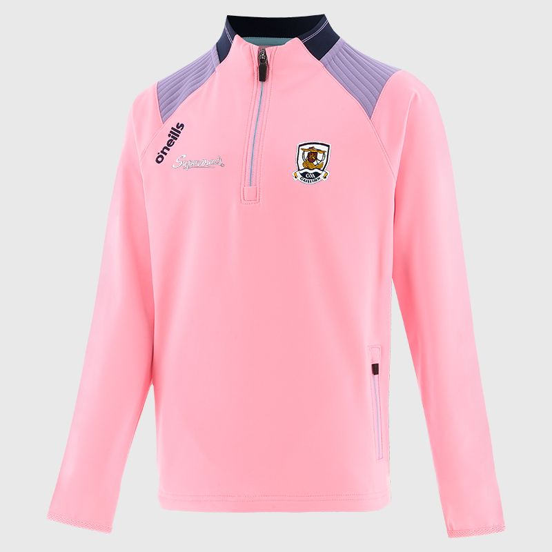 Pink Galway GAA Kids' Dynamo Brushed Half Zip by O’Neills.
