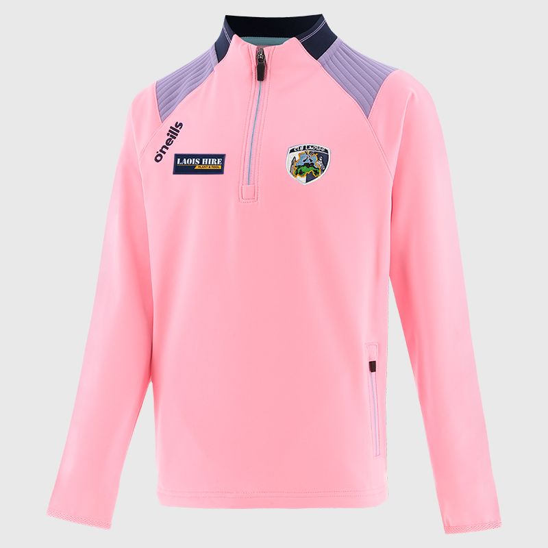 Pink Laois GAA Kids' Dynamo Brushed Half Zip by O’Neills.