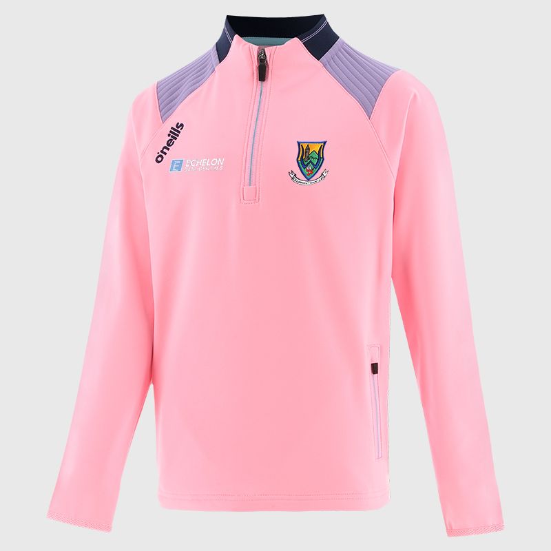Pink Wicklow GAA Kids' Dynamo Brushed Half Zip by O’Neills.