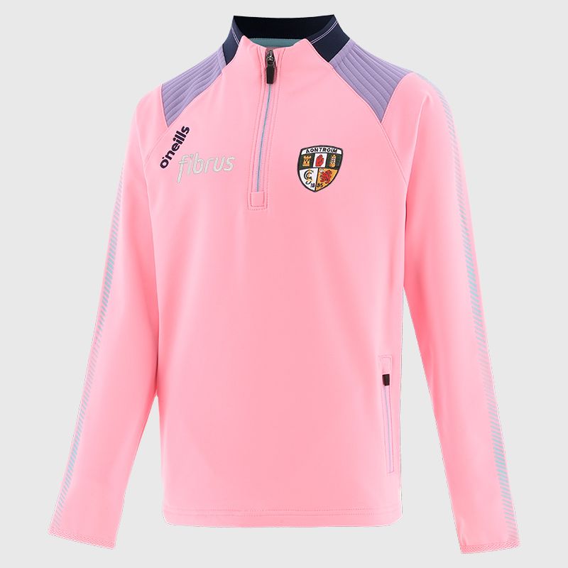 Pink Antrim GAA Kids' Dynamo Brushed Half Zip by O’Neills.