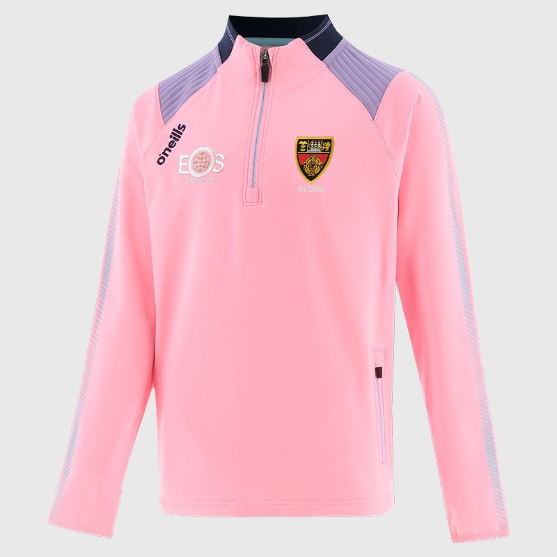 Pink Down GAA Kids' Dynamo Brushed Half Zip by O’Neills.