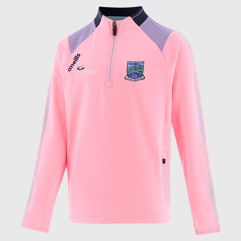 Pink Fermanagh GAA Kids' Dynamo Brushed Half Zip by O’Neills.