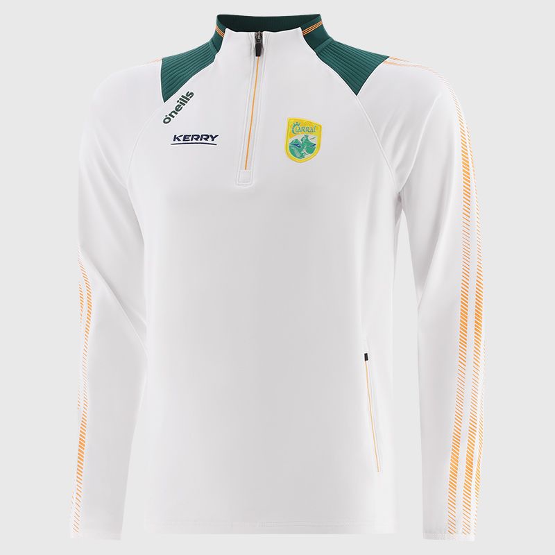 White Kerry GAA Kids' Dynamo Brushed Half Zip by O’Neills.