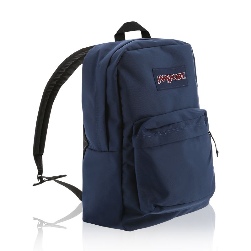 Navy Jansport Superbreak Backpack with waterbottle holder from O’Neills.