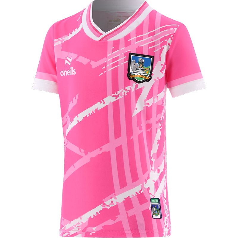 Pink Limerick GAA Kids' Electro Short Sleeve Training Top from O'Neills.