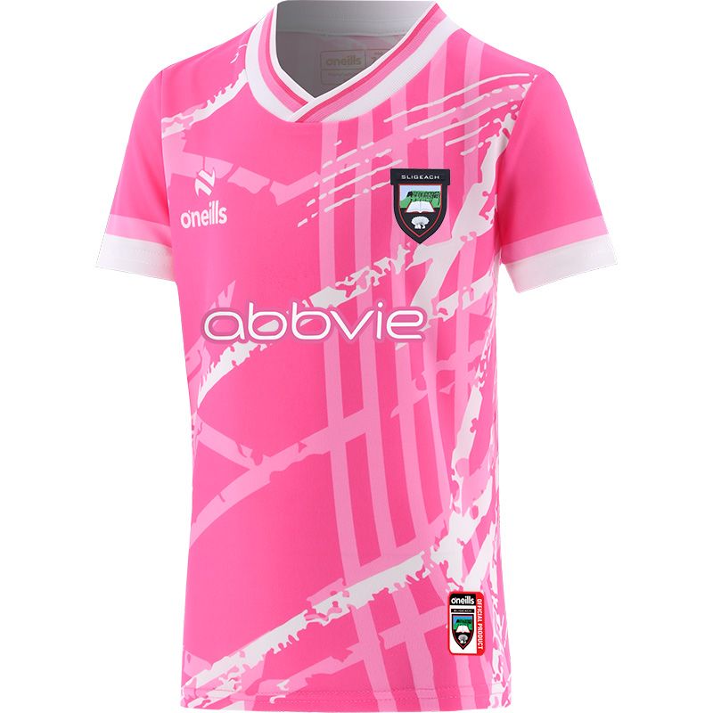 Pink Sligo GAA Kids' Electro Short Sleeve Training Top from O'Neills.