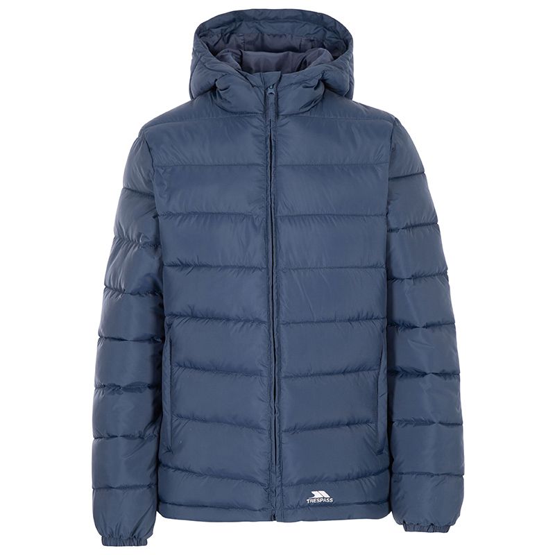 Women's Navy Trespass Elegant Padded Jacket, with 2 zip pockets from O'Neills.