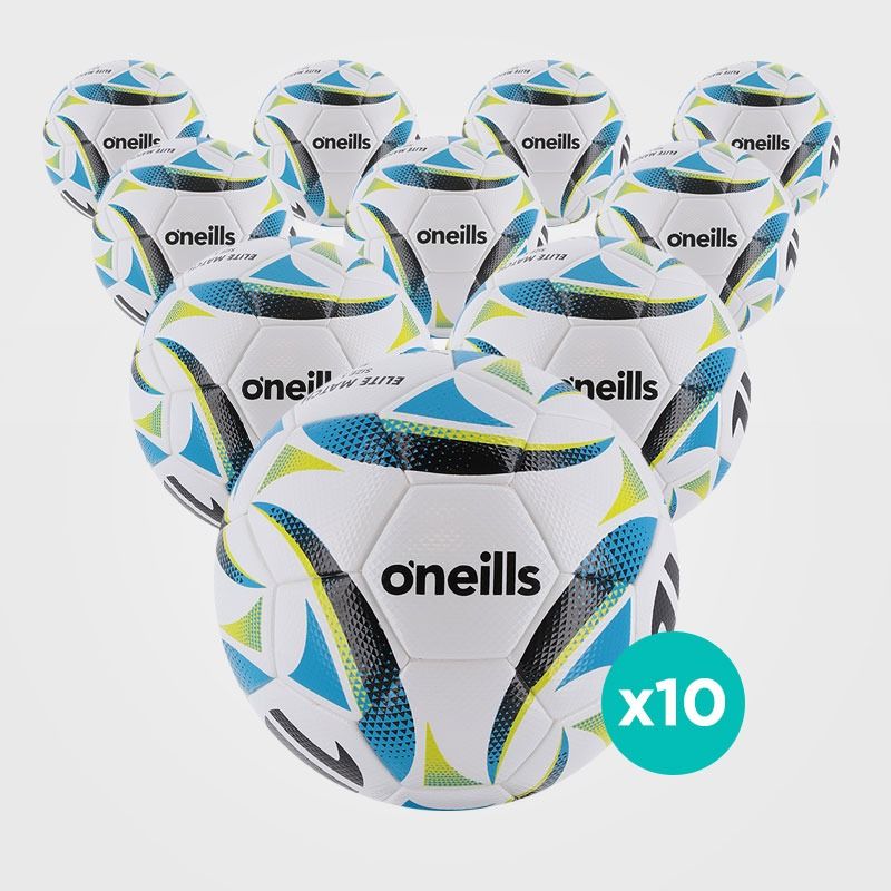 White, black and blue premium stitched 10 pack match ball from O'Neills