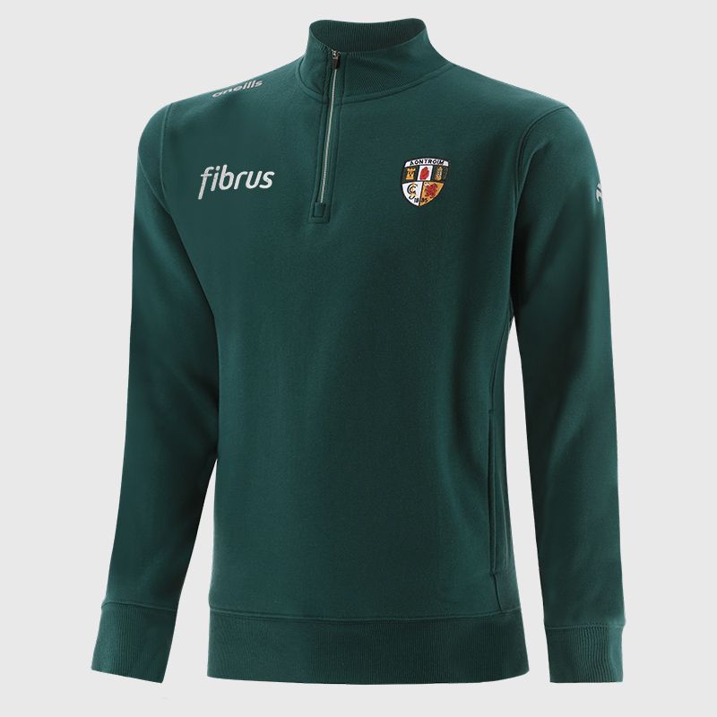Antrim GAA Green Men’s Evolve Fleece half zip sweatshirt with ribbed collar and two side pockets by O’Neills.