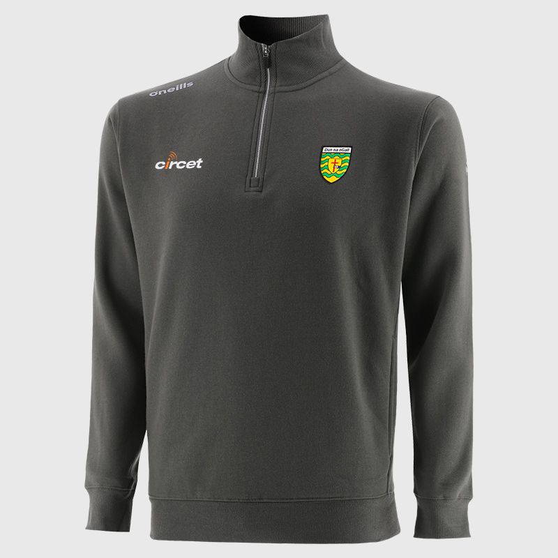 Donegal GAA Grey Men’s Evolve Fleece half zip sweatshirt with ribbed collar and two side pockets by O’Neills.