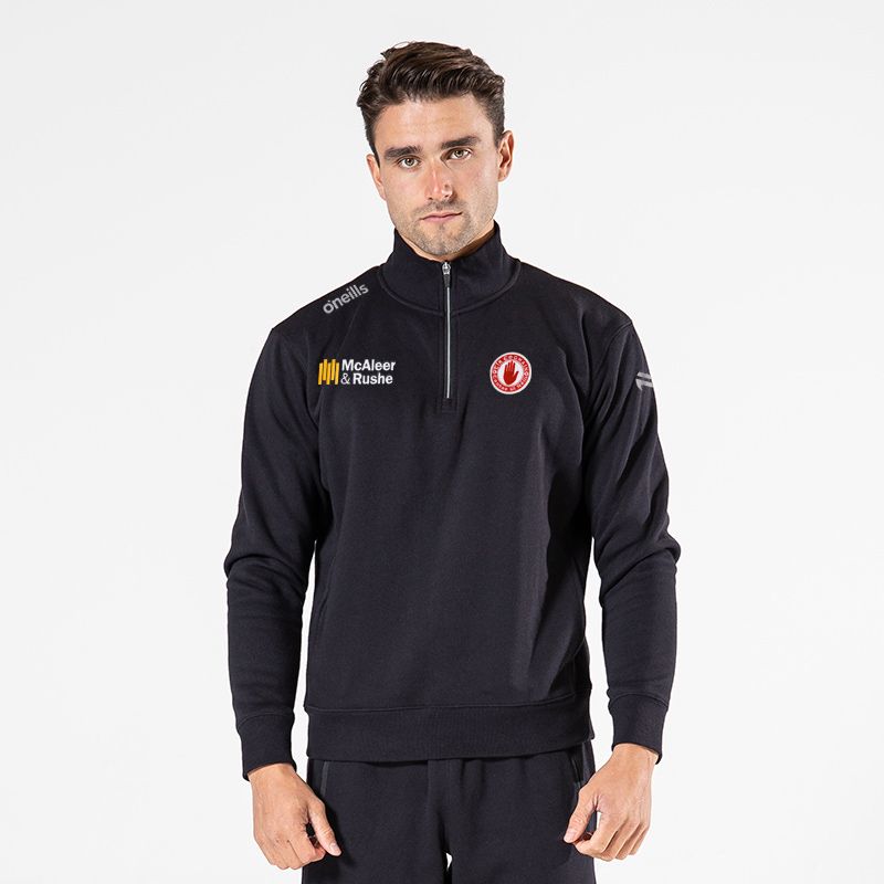 Tyrone GAA Black Men’s Evolve Fleece half zip sweatshirt with ribbed collar and two side pockets by O’Neills.