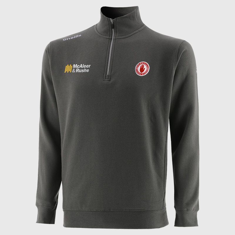 Tyrone GAA Grey Men’s Evolve Fleece half zip sweatshirt with ribbed collar and two side pockets by O’Neills.
