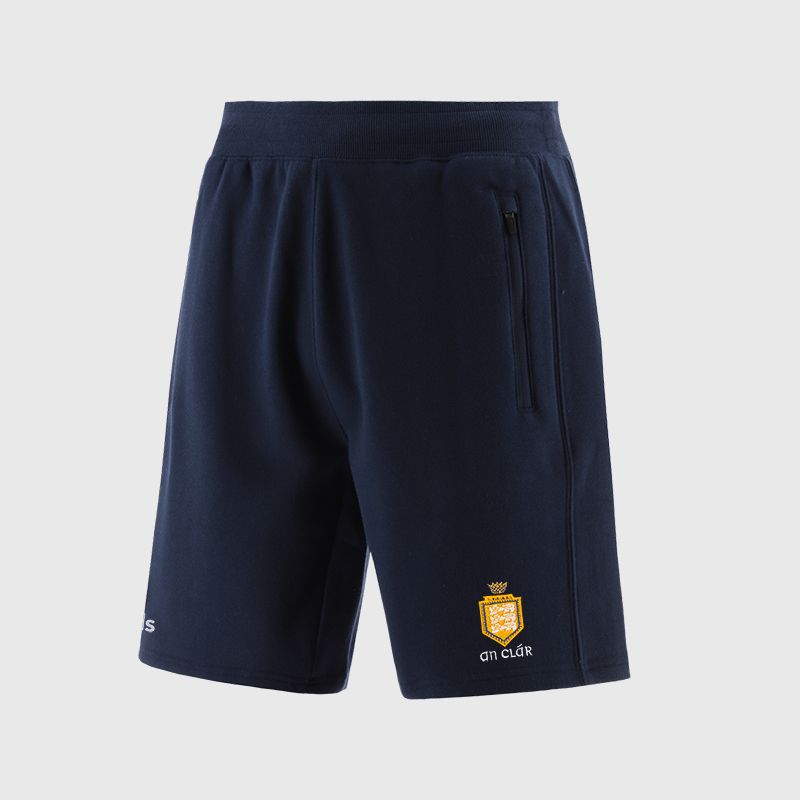Navy Clare GAA Men’s Evolve Fleece Shorts with elasticated waistband and two zip pockets by O’Neills.