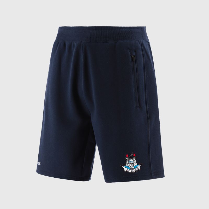 Navy Dublin GAA Men’s Evolve Fleece Shorts with elasticated waistband and two zip pockets by O’Neills.