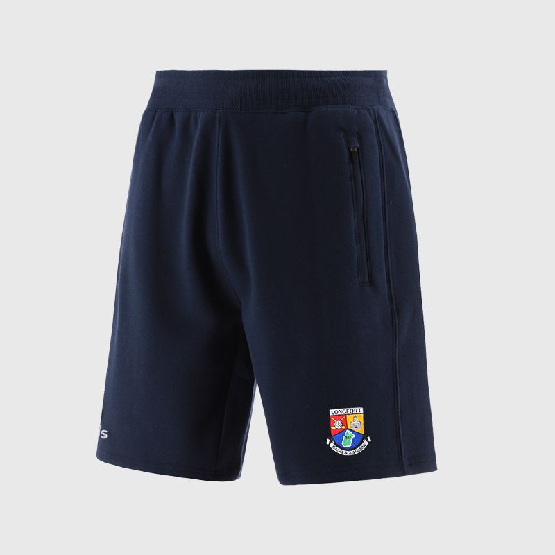 Navy Longford GAA Men’s Evolve Fleece Shorts with elasticated waistband and two zip pockets by O’Neills.