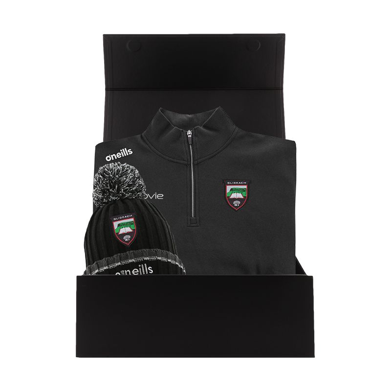 Sligo GAA Gift Box with Sligo GAA half zip fleece and bobble hat packaged in a gift box by O’Neills.