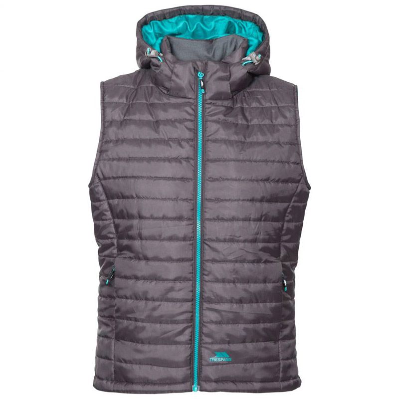 Women's grey Trespass hooded gilet from O'Neills.
