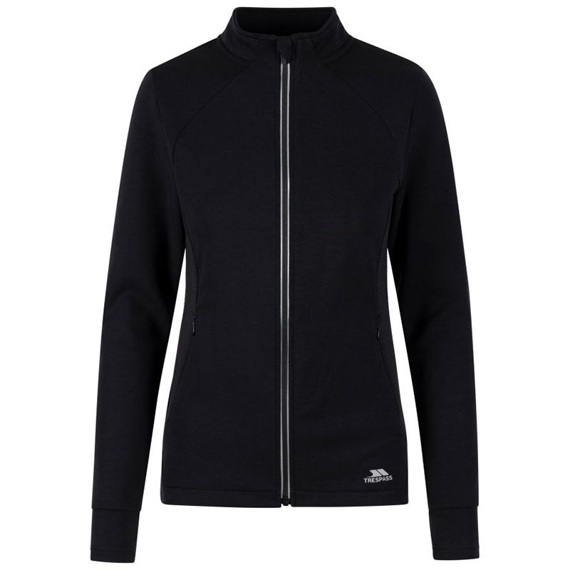 Women's black Trespass active top with a full front zip and high neck from O'Neills.