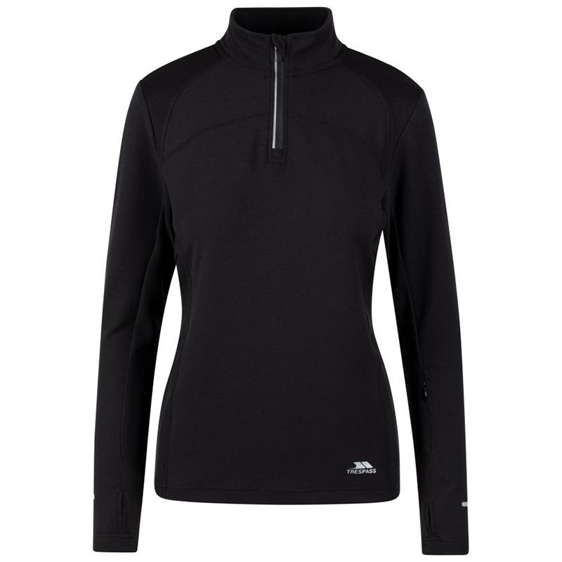 Women's black Trespass Terek half zip top from O'Neills.
