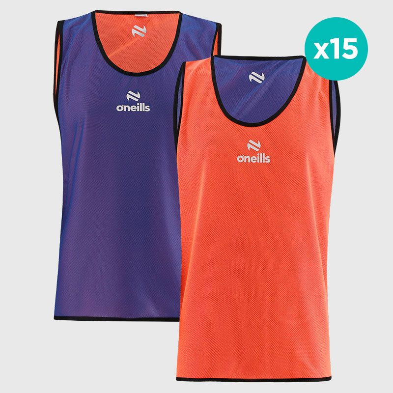 O'Neills Flex 15 Pack Reversible Training Bib Royal and Orange