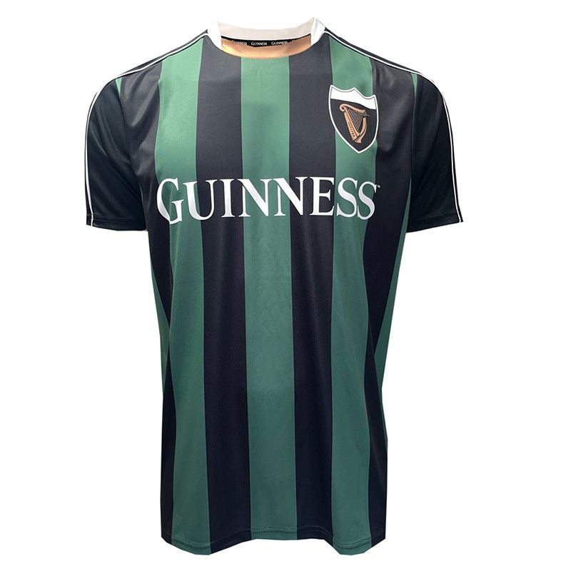 Black and green Guinness Men's Striped Performance Jersey from O'Neills