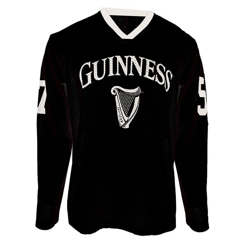 Black Guinness Jersey with harp on the front from O'Neills.