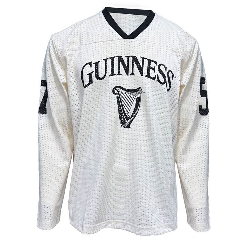 White Guinness Jersey with harp on the front from O'Neills.
