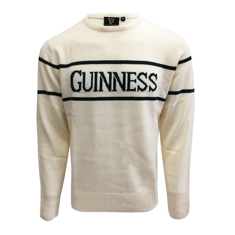 Cream Guinness Knit Jumper with Guinness wordmark on the chest from O'Neills.