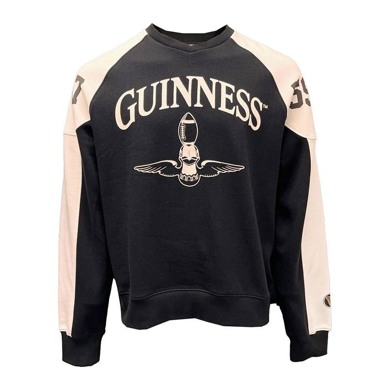 Guinness Black and Cream long sleeve crew neck jumper from O'Neills.