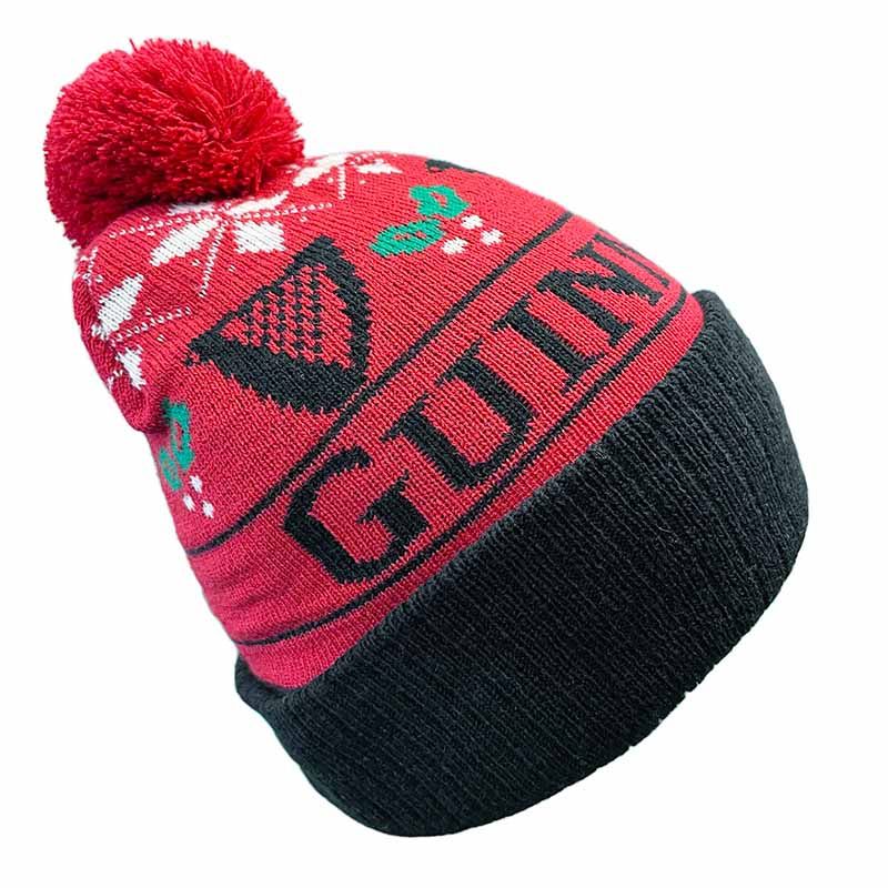 Red / Black Guinness Holly Knit Bobble Hat from O'Neills.