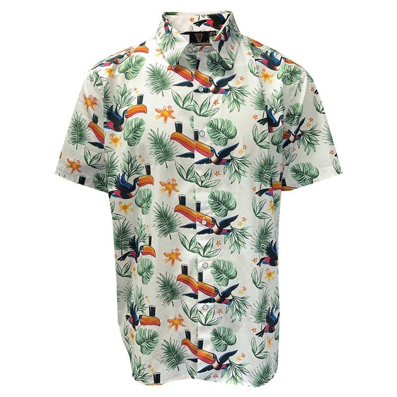 White Guinness Toucan Hawaiian Short Sleeve Shirt with Allover print from O'Neills