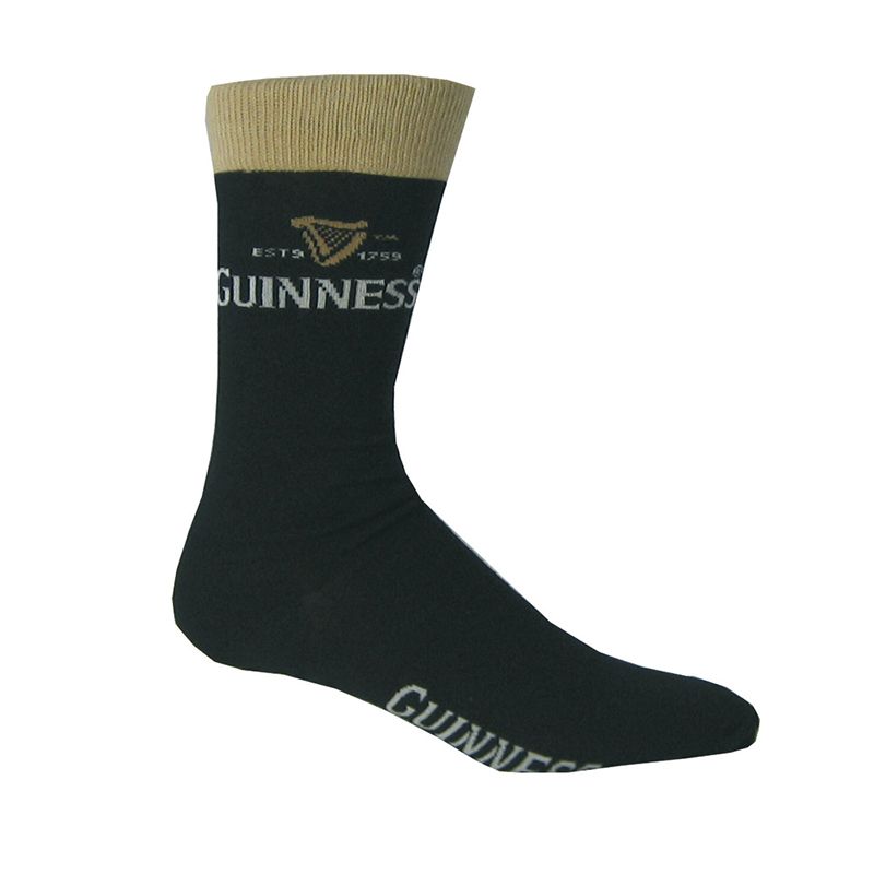 black Guinness men's socks designed to emulate a pint of stout from O'Neills