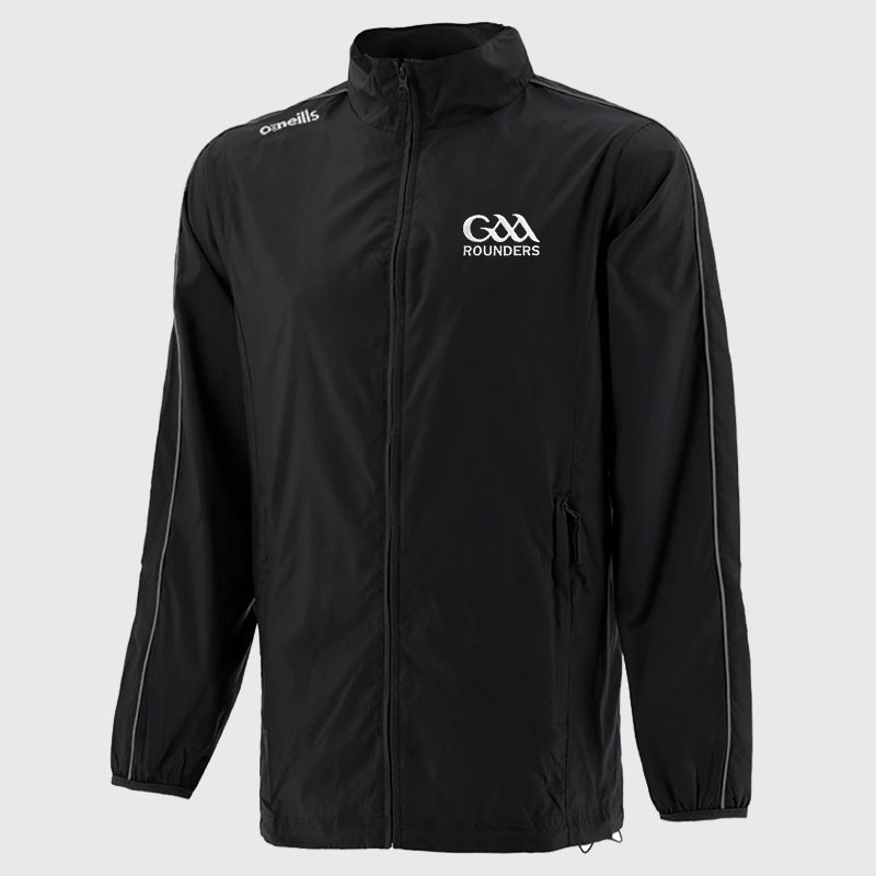 Black GAA Rounders Adults Typhoon Lightweight Rain Jacket by O'Neills