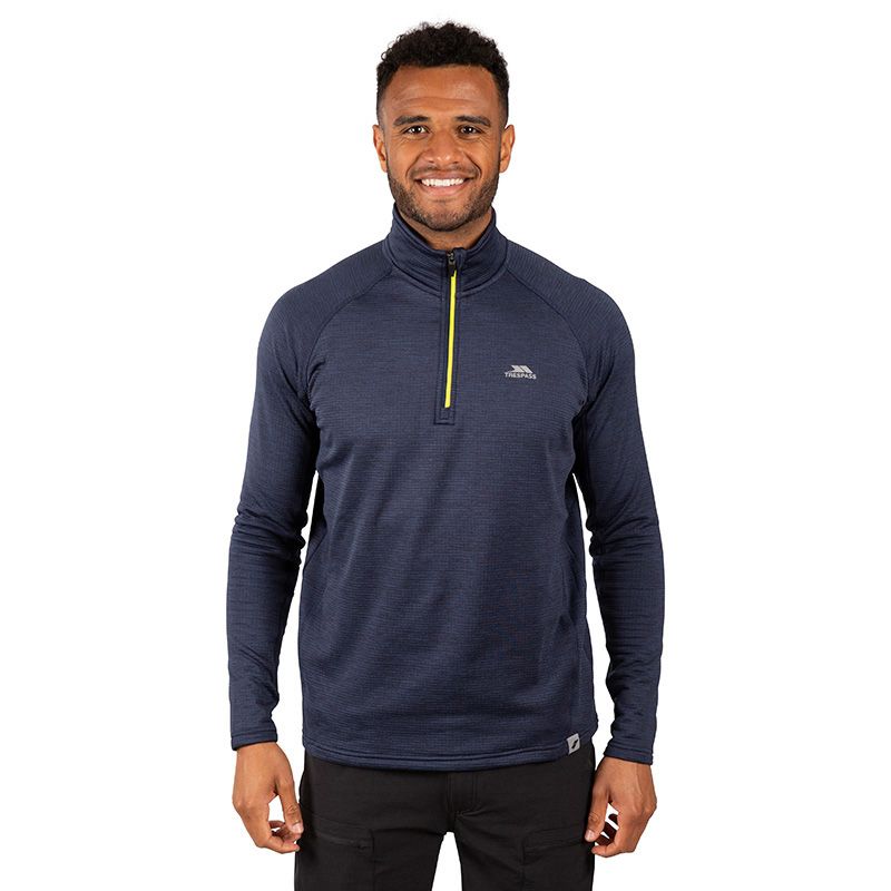 Navy Trespass Men's Goodwin Half Zip Top, with Brushed Back from O'Neills.