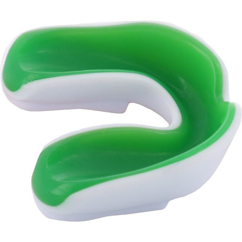 White and green mouthguard with a gel coated interior from O'Neills