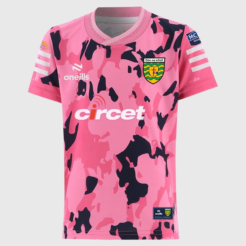 Pink Donegal GAA Kids' Short Sleeve Training Top 2026 from O’Neills