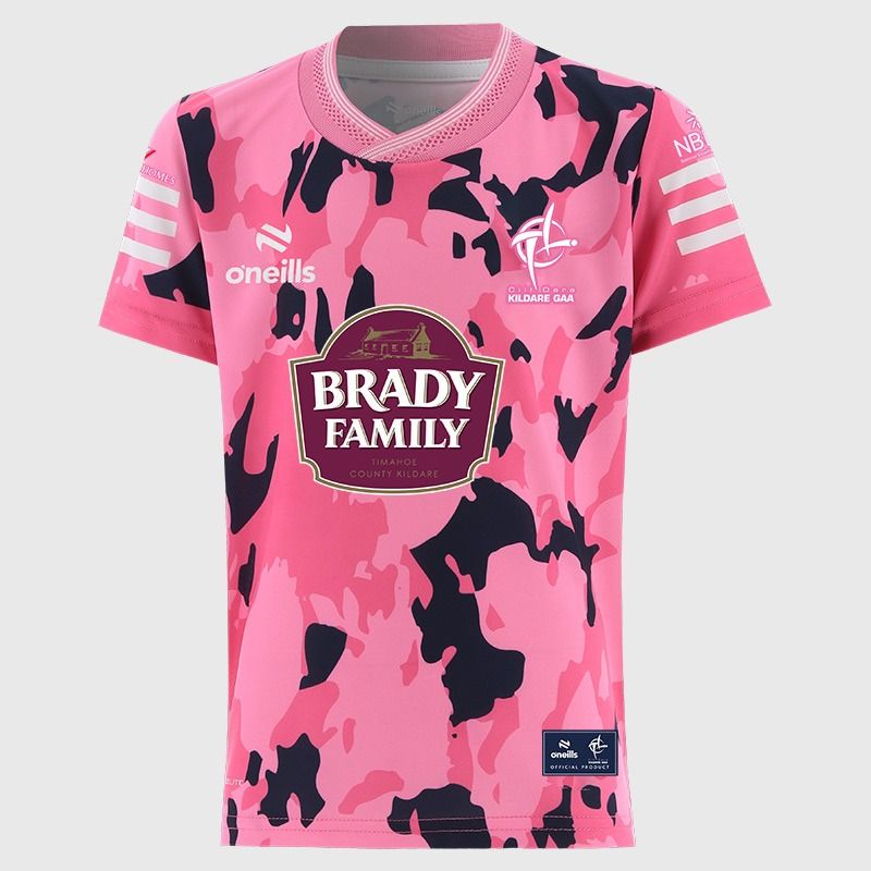 Pink Kildare GAA Kids' Short Sleeve Training Top 2026 from O’Neills.