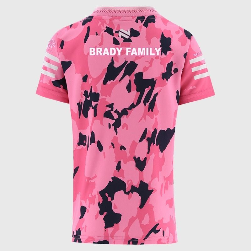 Pink Kildare GAA Kids' Short Sleeve Training Top 2026 from O’Neills.