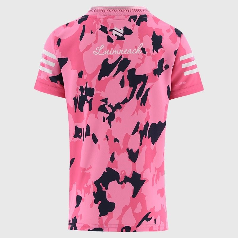 Pink Limerick GAA Kids' Short Sleeve Training Top 2026 from O’Neills.