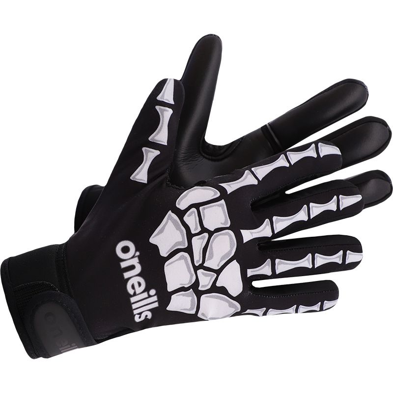 Black GAA gloves with Velcro strap fastening and latex palm by O’Neills.