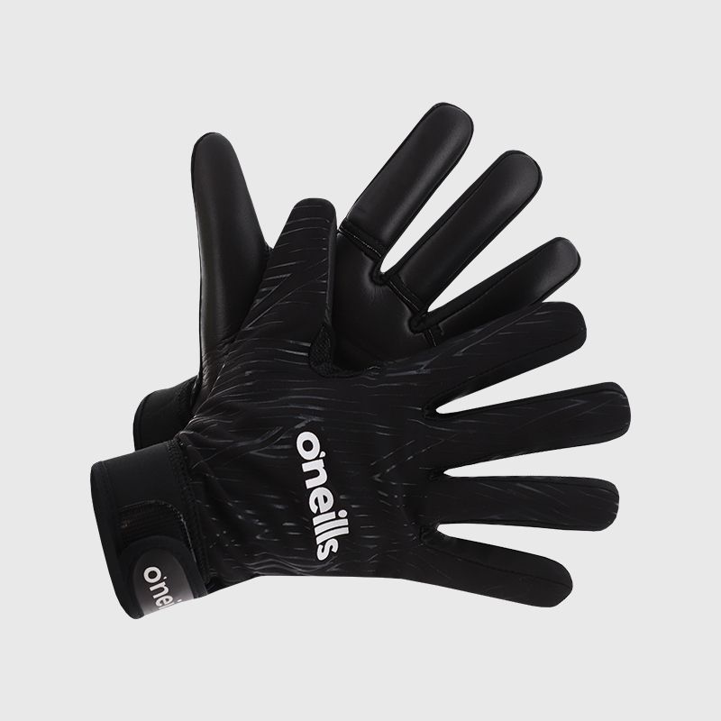 Black / White GAA gloves with Velcro strap fastening and latex palm by O’Neills.