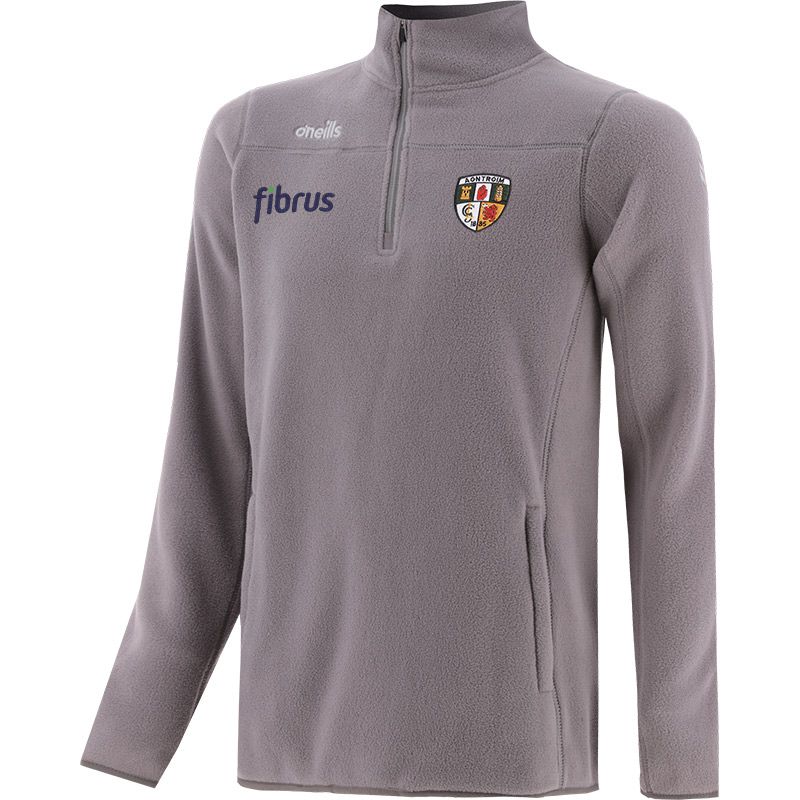 Silver Men’s Antrim GAA Harlow Micro Fleece Half Zip Top with two zip pockets and Antrim GAA crest by O’Neills.
