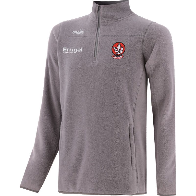 Silver Men’s Derry GAA Harlow Micro Fleece Half Zip Top with two zip pockets and Derry GAA crest by O’Neills.